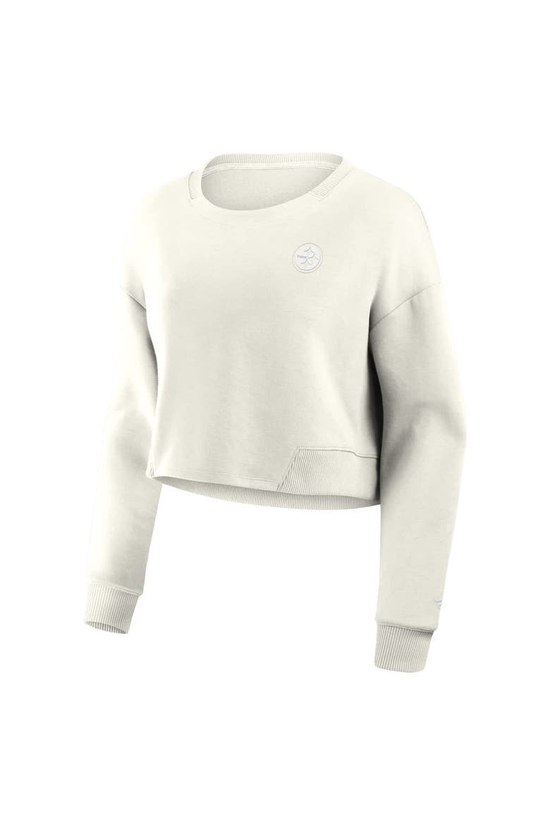 Women's Fanatics Cream Pittsburgh Steelers Studio Tri-Blend Cropped Pullover Sweatshirt, Alternate, color, Cream