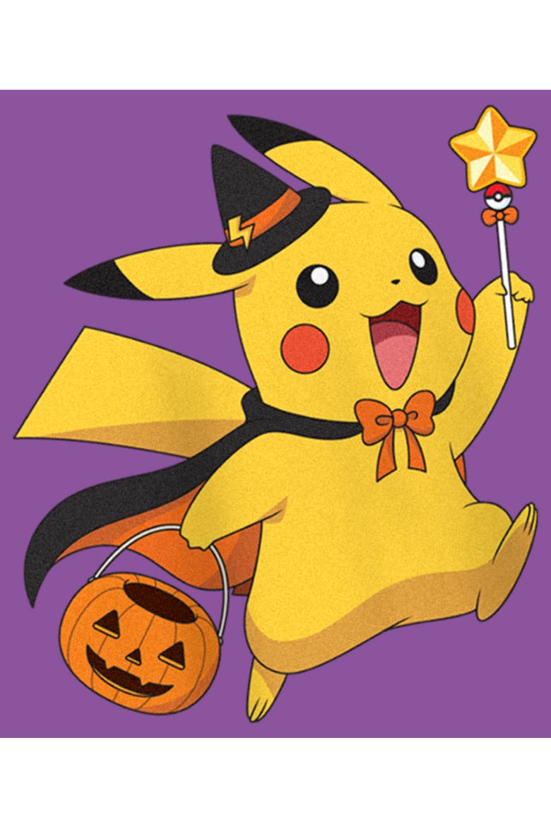 Girl's Pokemon Halloween Pikachu Wizard Costume  Graphic T-Shirt, Alternate, color, Purple Berry