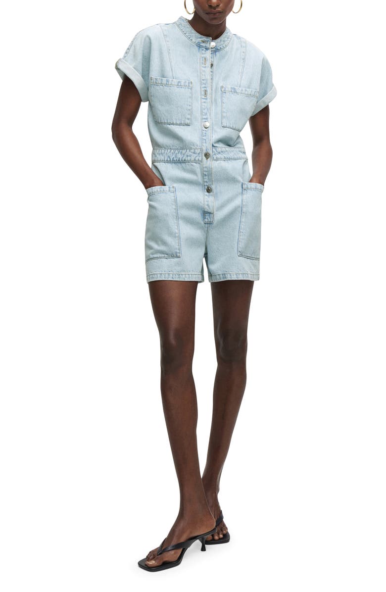 MANGO Denim Romper, Main, color, 