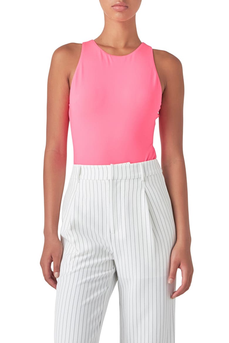 Solid Crewneck Bodysuit, Main, color, HOT PINK