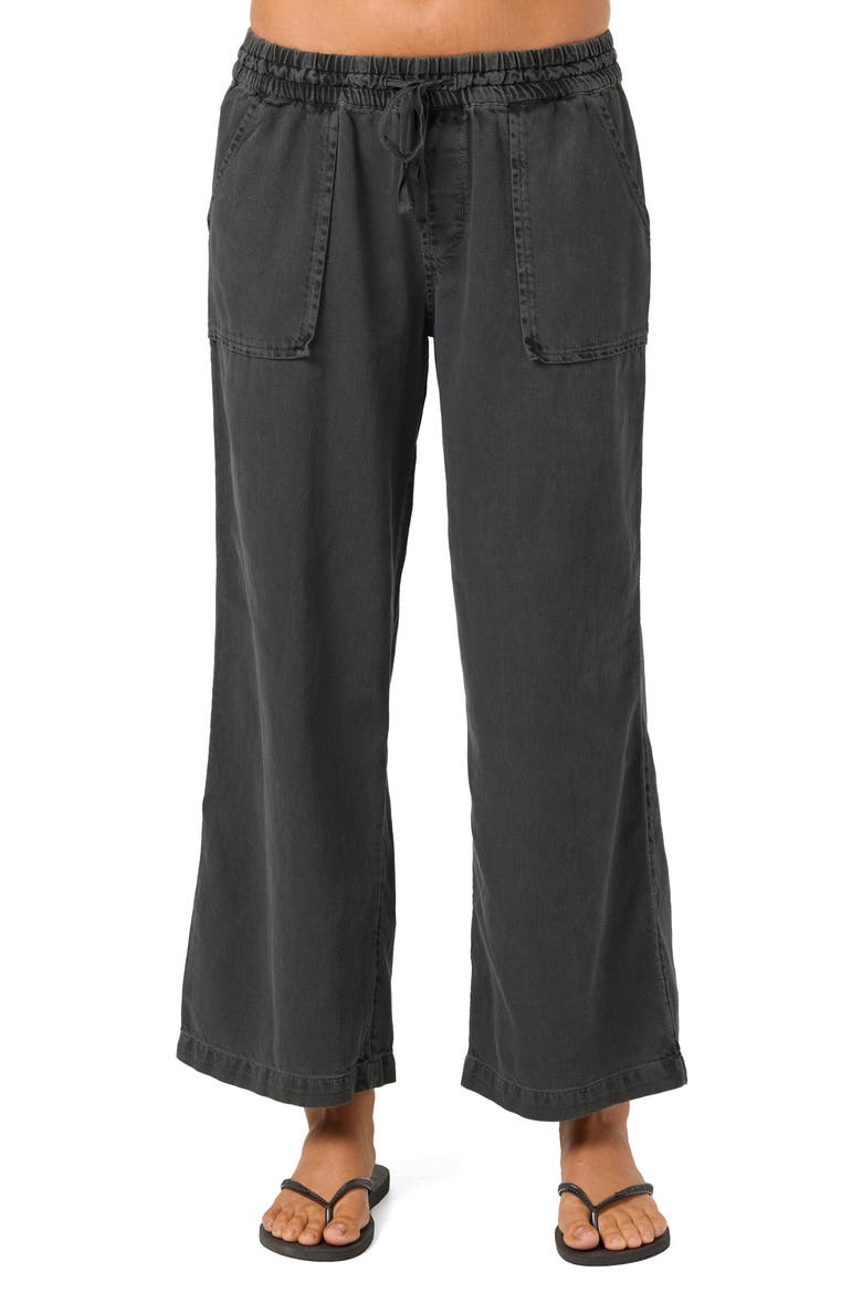 Sevie Drawstring Cotton Twill Pants, Main, color, WASHED BLACK