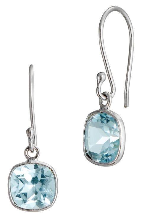 Semiprecious Stone Cushion Drop Earrings