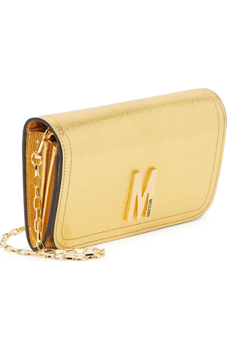 Moschino Metallic Flap Crossbody Bag, Alternate, color,