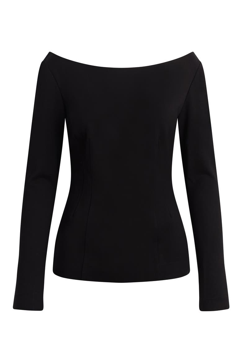 Off the Shoulder Long Sleeve Top, Alternate, color, BLACK