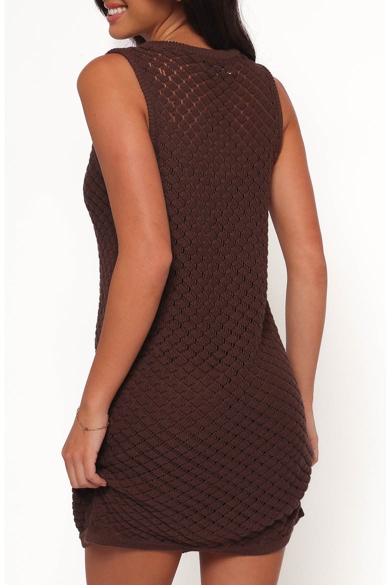 Luan Pointelle Stitch Cotton Minidress, Alternate, color, CHOCOLATE