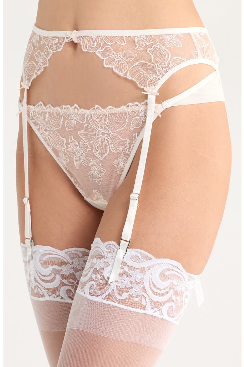 Lauren Embroidered Mesh Garter Belt, Alternate, color, SNOW WHITE