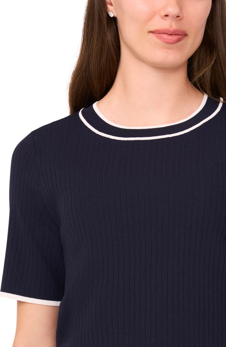 Halogen<sup>®</sup> Tipped Short Sleeve Crewneck Sweater, Alternate, color, Navy Depths