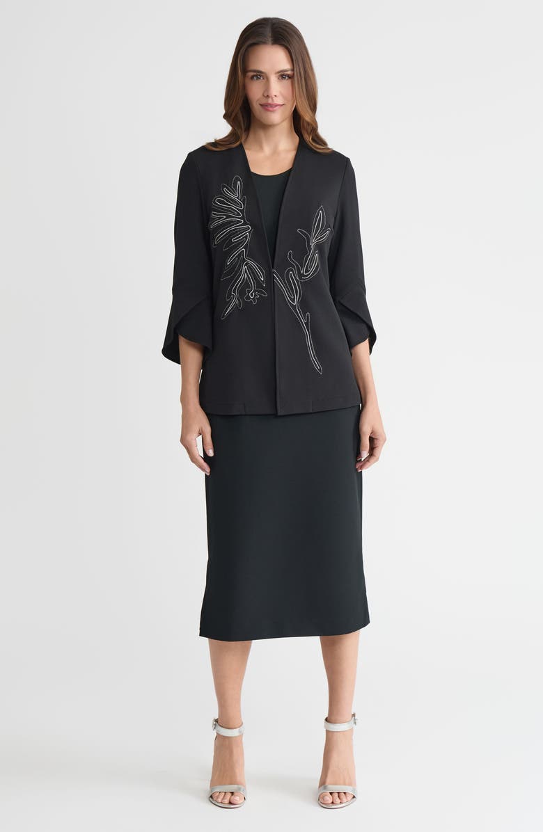 Ming Wang Heritage Embroidered Stretch Deco Crepe Jacket, Alternate, color, Black