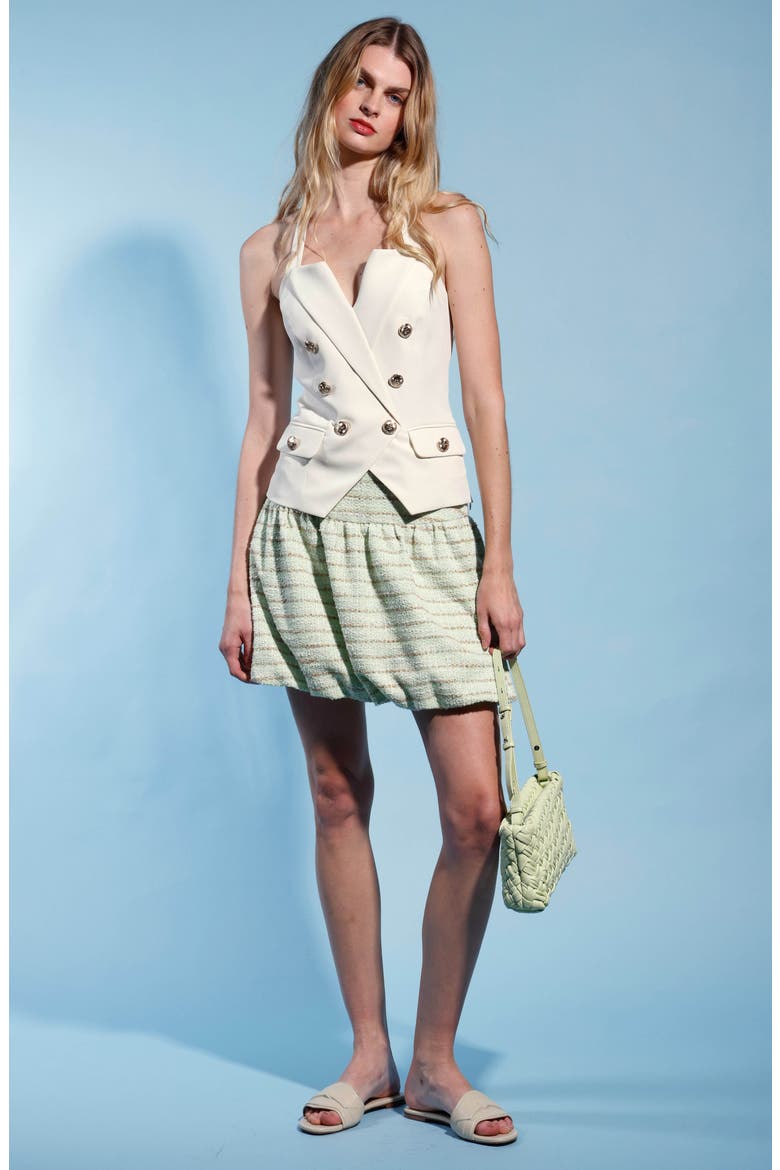 Tia Tweed Bubble Miniskirt, Alternate, color, CABO TWEED