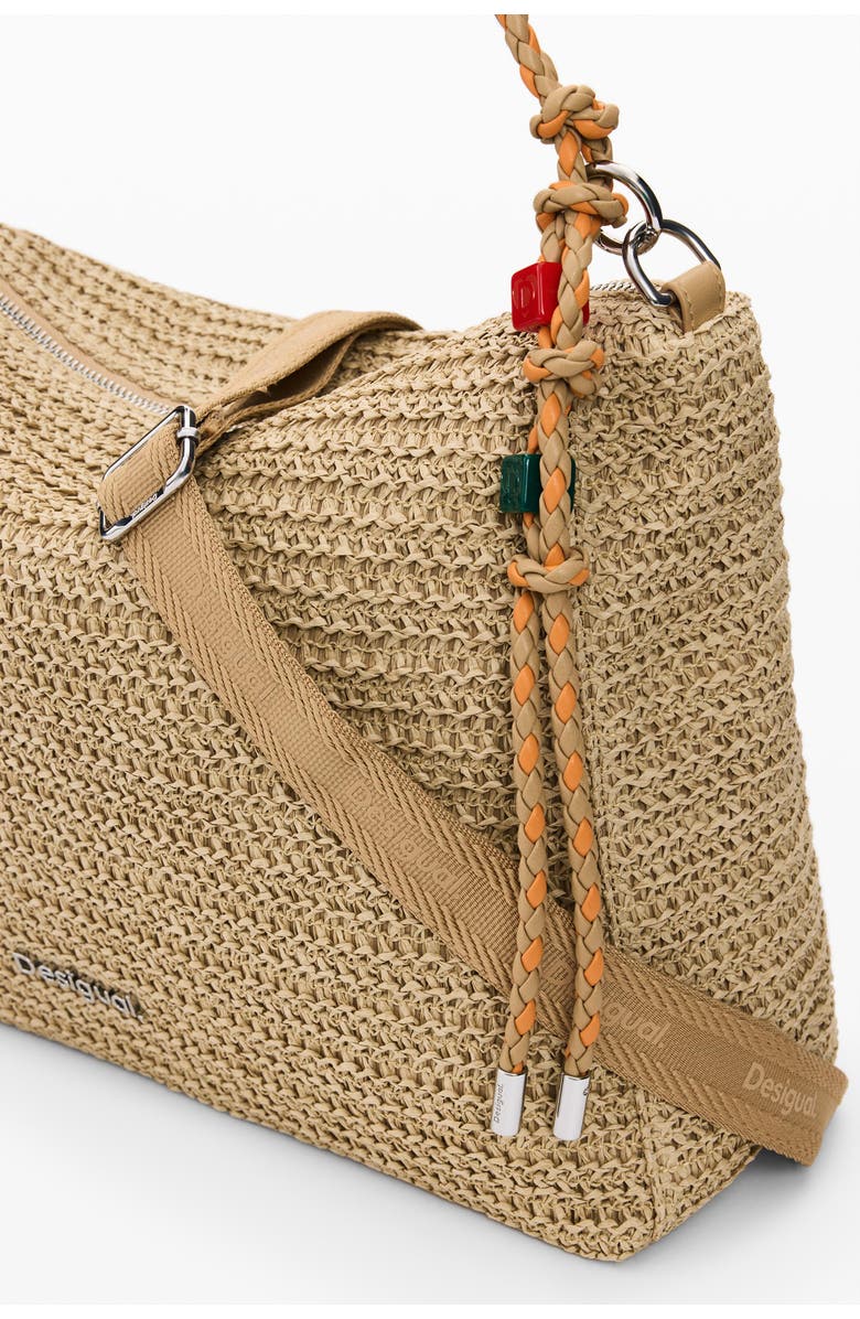 Desigual Large Raffia Shoulder Bag, Alternate, color,