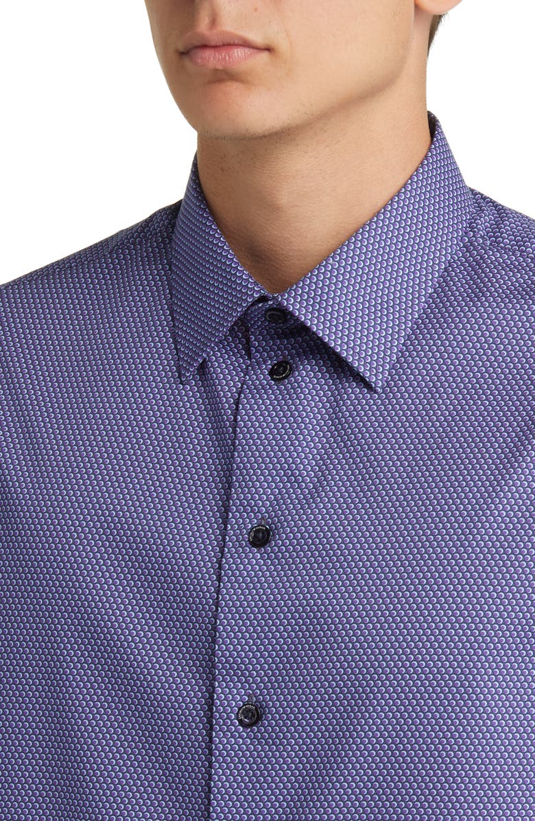 Emporio Armani Microdot Stretch Button-Up Shirt, Alternate, color, Purple