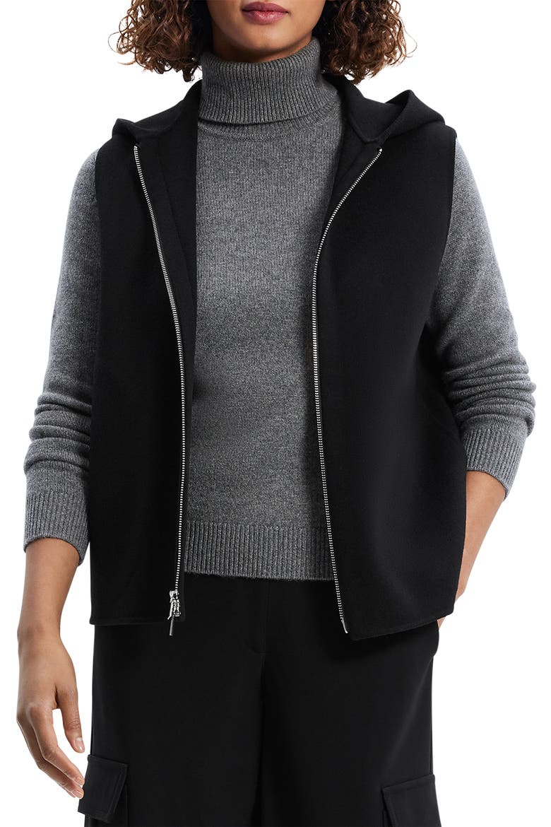 Sleeveless Wool & Cashmere Hoodie, Main, color, BLACK