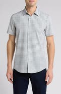 14th & Union Grid Print Short Sleeve Performance Button-Up Shirt