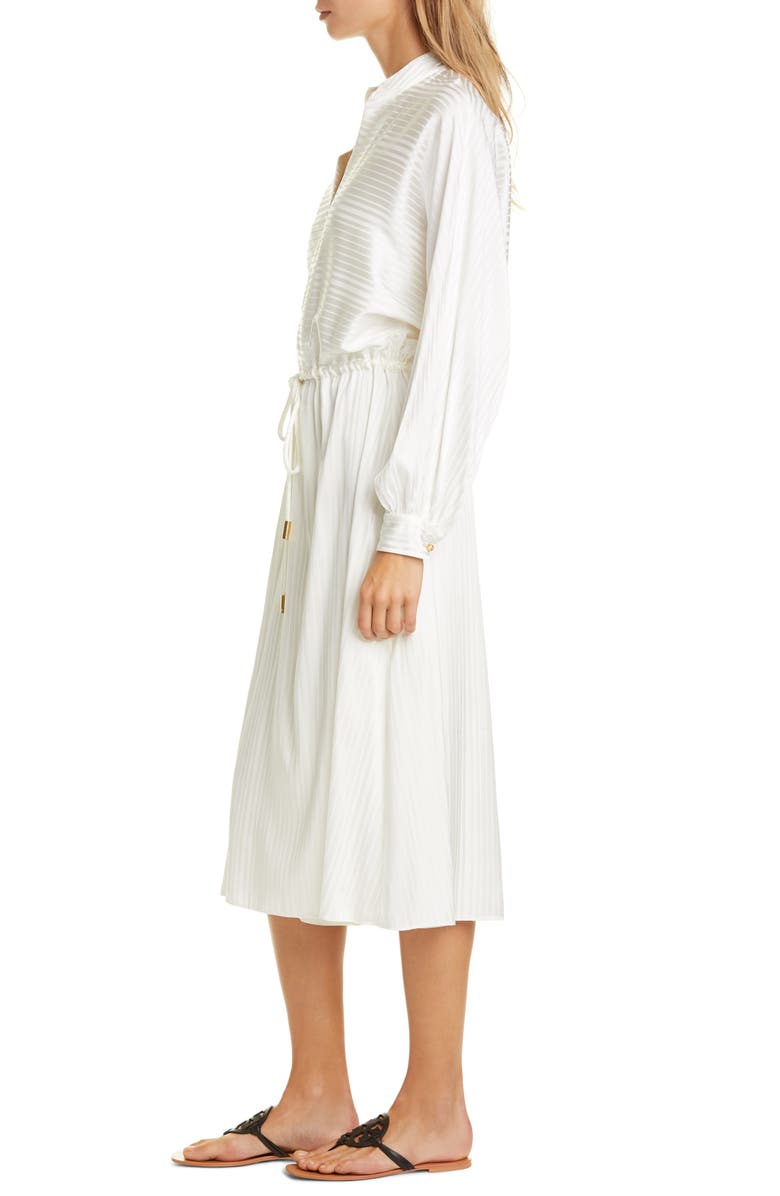 Tory Burch Tonal Stripe Long Sleeve Stretch Silk Dress, Alternate, color, 