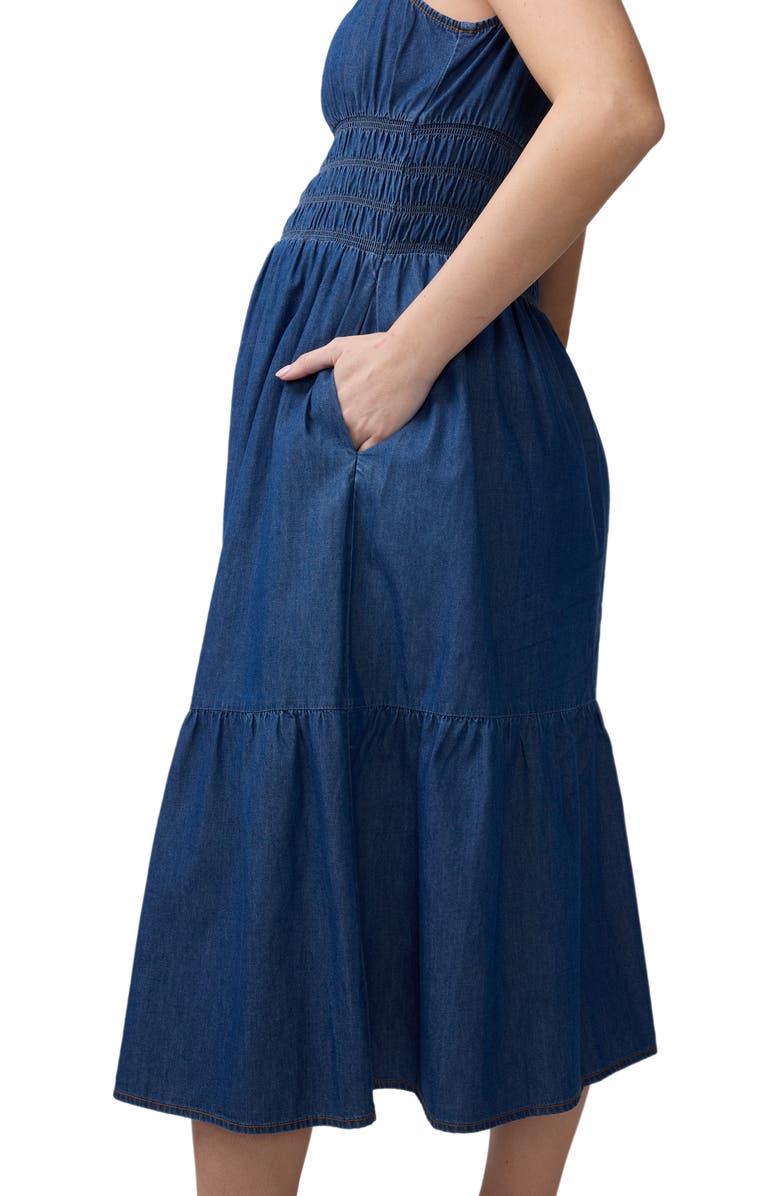 Ingrid & Isabel Sleeveless Chambray Midi Dress, Alternate, color, Indigo Chambray