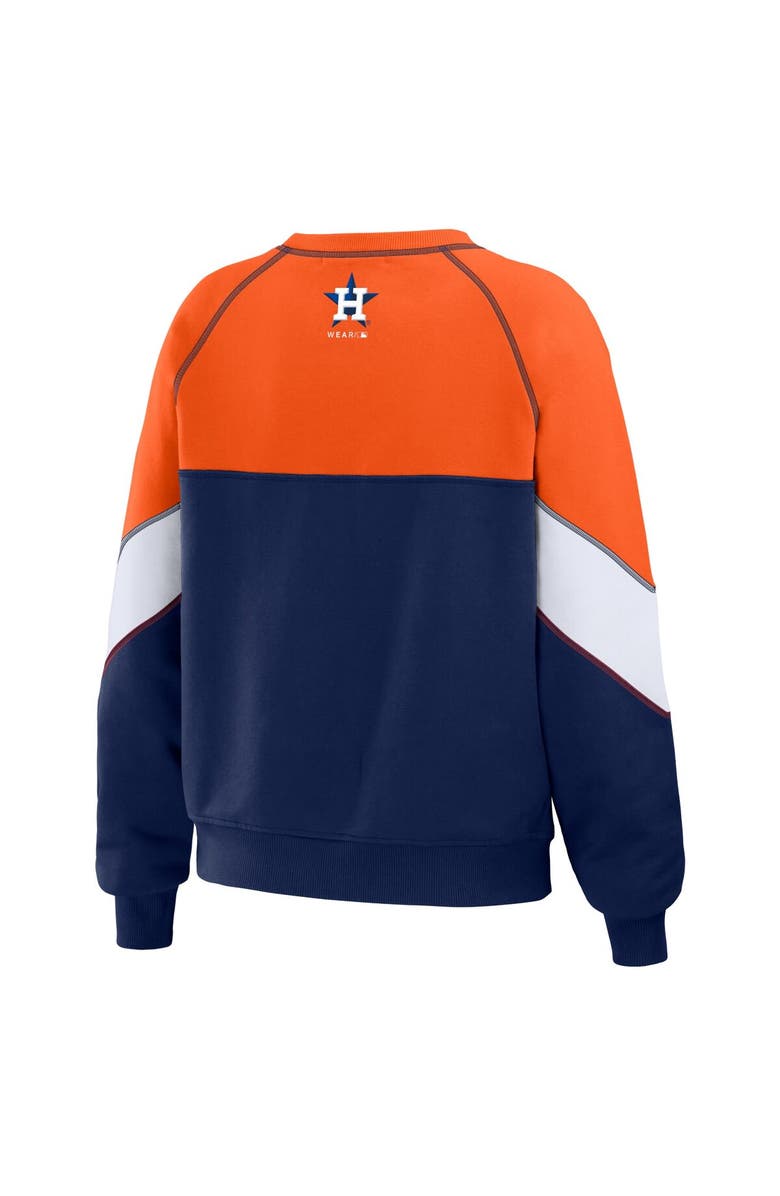 WEAR by Erin Andrews Women's WEAR by Erin Andrews Orange/Navy Houston Astros Color Block Crew Neck Pullover Sweatshirt, Alternate, color,