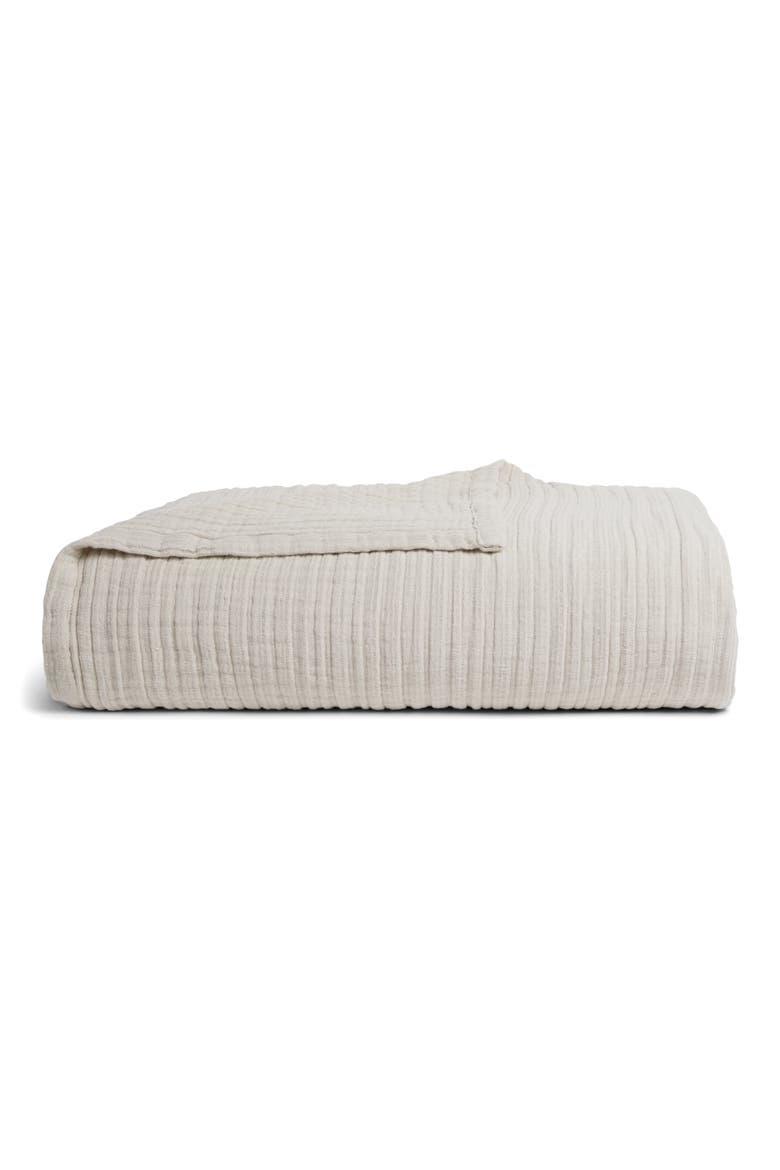 Cloud Organic Cotton & Linen Gauze Throw Blanket, Main, color, BONE