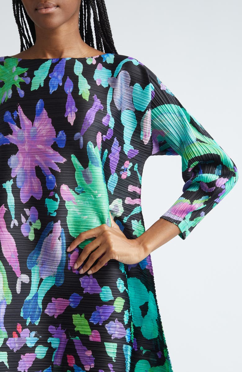 Pleats Please Issey Miyake Dance with New Friends Pleated A-Line Dress, Alternate, color, 