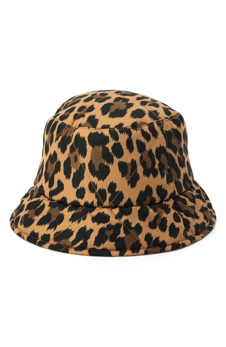 Kate Spade New York classic leopard quilted bucket hat, Alternate, color,