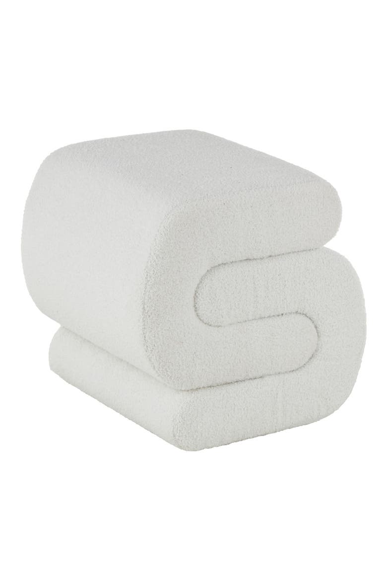 Sculptural Bouclé Ottoman, Main, color, WHITE