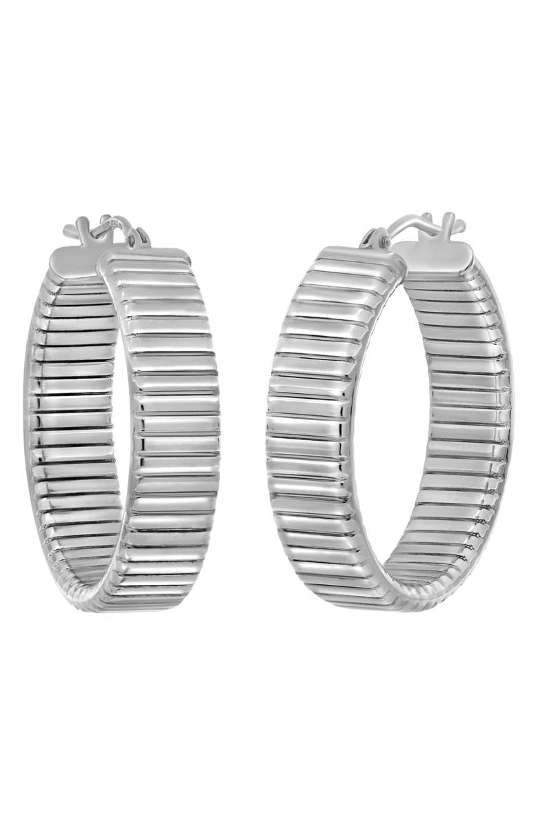 Bony Levy 14K Gold Tobugas Hoop Earrings, Main, color, 14K White Gold