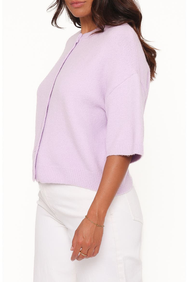 Lilith Elbow Sleeve Cardigan, Alternate, color, LILAC