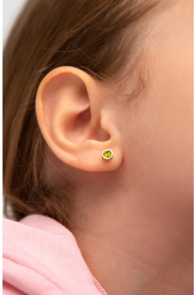 14k Heart Bezel Simulated Birthstone Earrings, Alternate, color, November