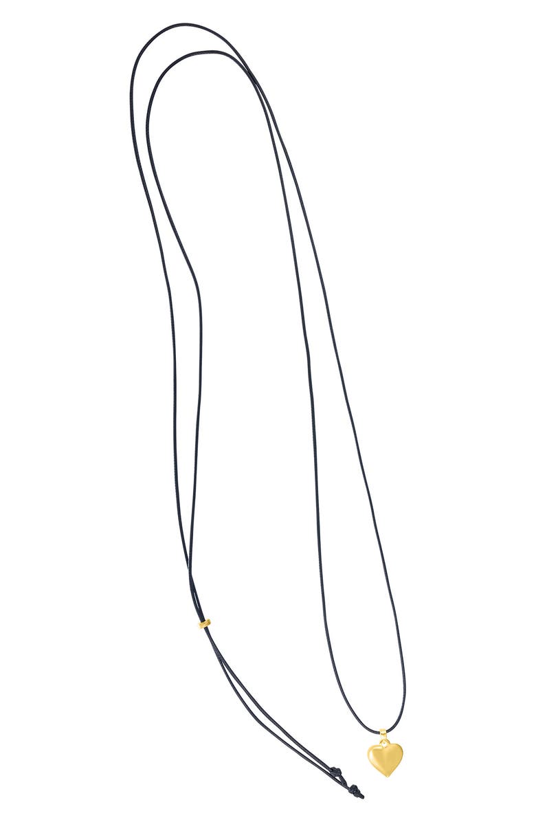 Adornia 14K Gold Pleated Puffy Heart Long Necklace, Alternate, color, Gold