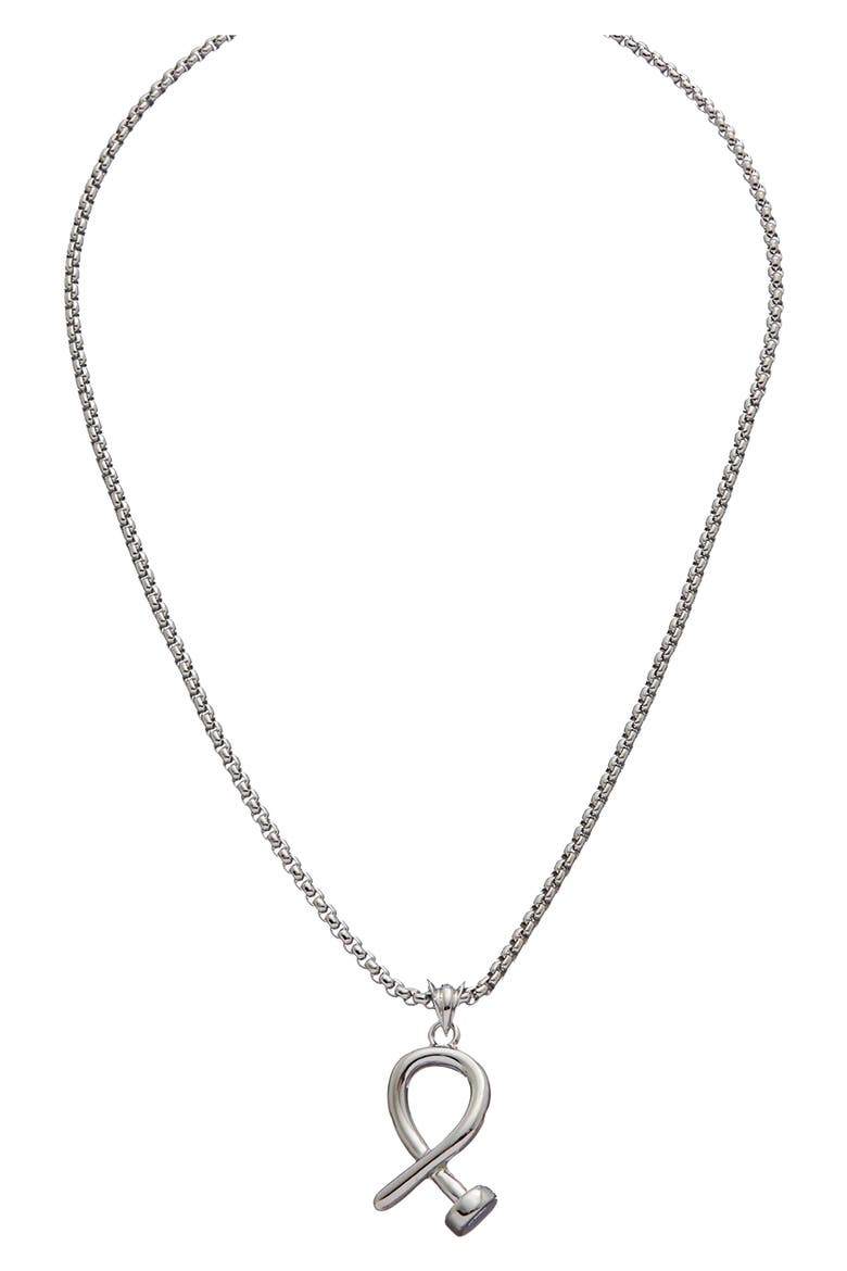 Knot Pendant Box Chain Necklace, Main, color, WHITE