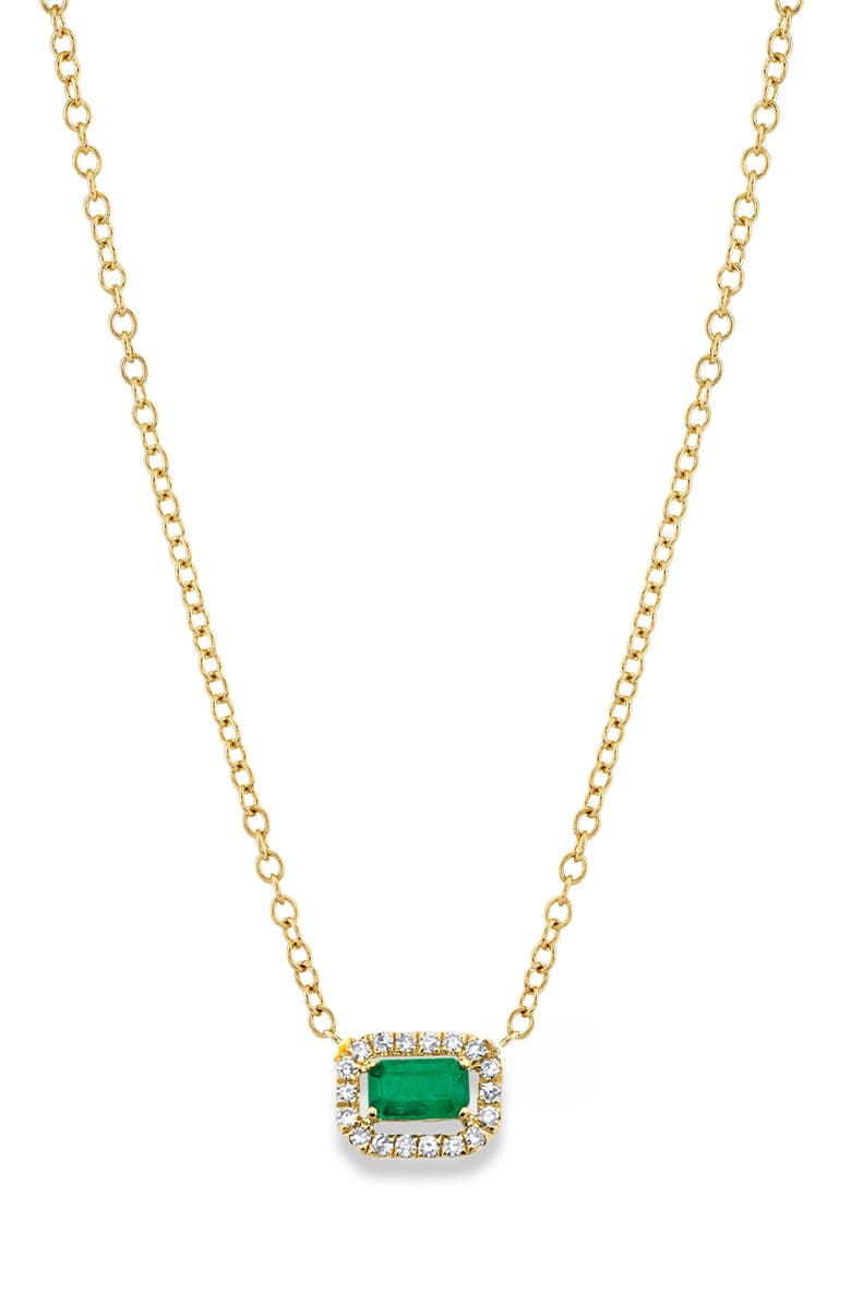SHAY Emerald & Diamond Halo Pendant Necklace, Main, color, Gold/Green