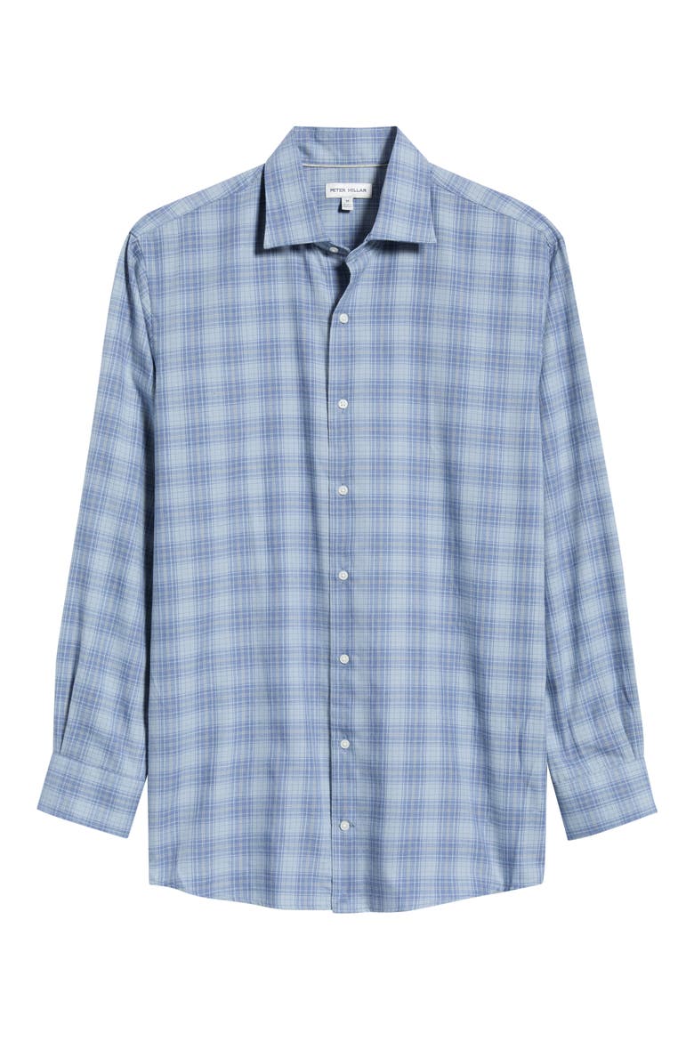 Dean Performance Flannel Plaid Button Up Shirt, Alternate, color, GRAVEL BLUE