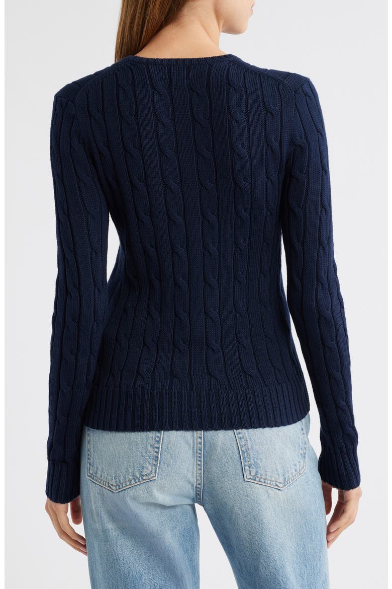Cotton Cable Knit Sweater, Alternate, color, BLUE
