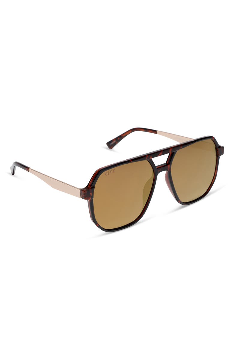 DIFF 59mm Landon Aviator Sunglasses, Alternate, color, Dark Tortoise Brown Light Gold