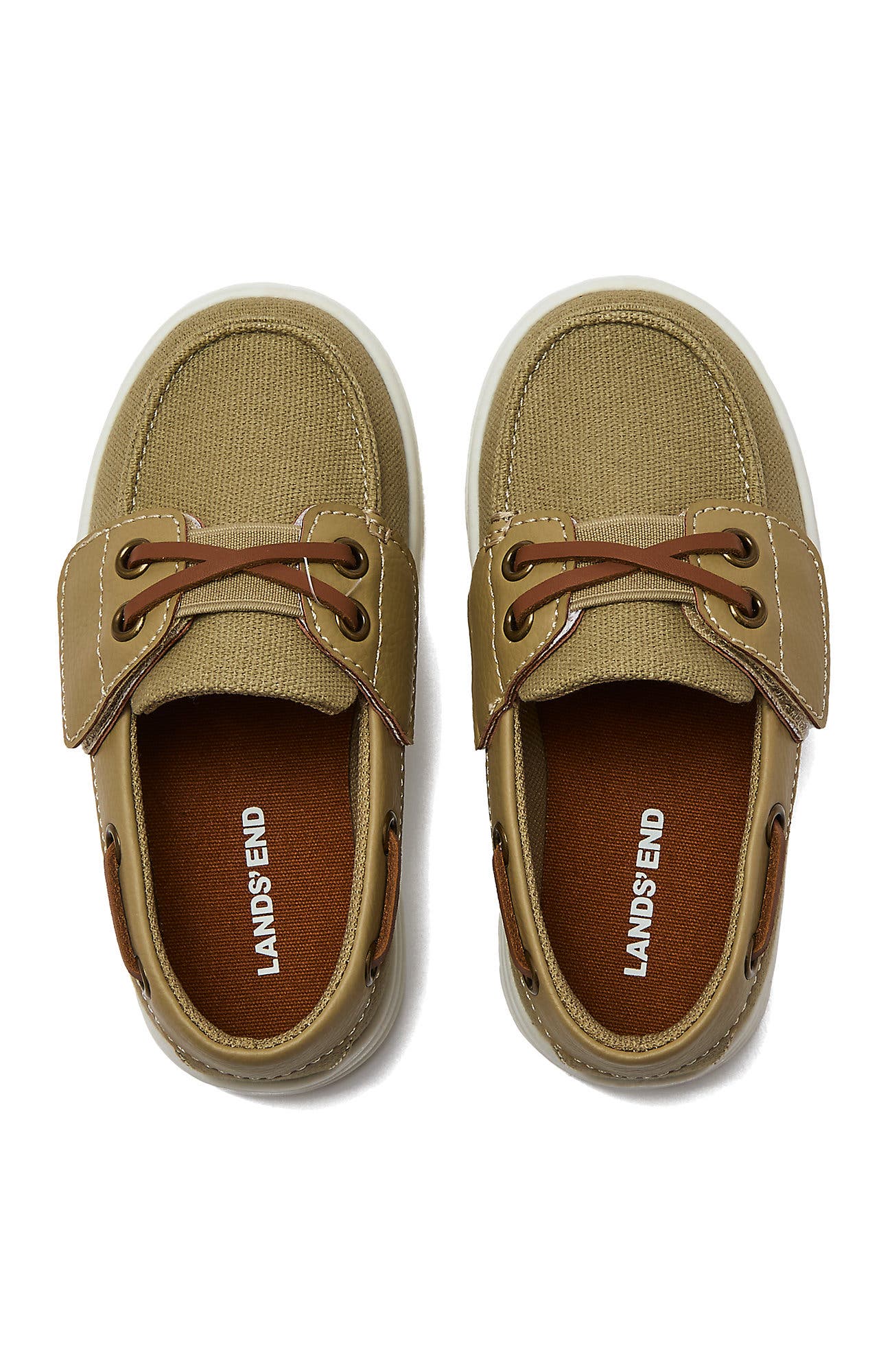 Lands' End Toddlers Canvas Easy On Boat Shoes, Alternate, color, Desert Tan