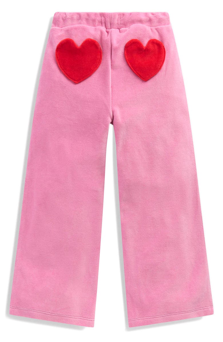 Mini Boden Kids' Heart Pocket Velour Pants, Alternate, color, Pink
