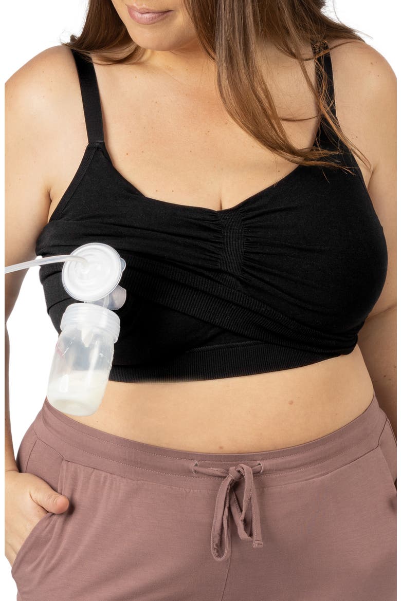 Sublime Hands-Free Pumping Lounge & Sleep Bra- Fits sizes 30B - 46D, Alternate, color, BLACK