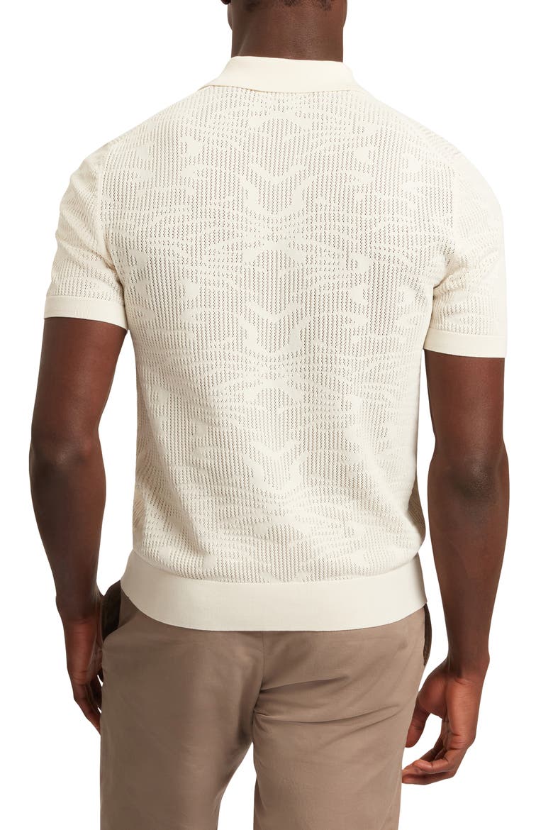 Jorien Short Sleeve Jacquard Knit Button-Up Shirt, Alternate, color, ECRU