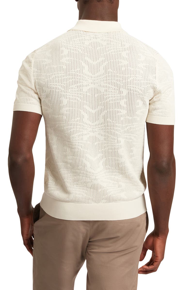 Ted Baker Jorien Short Sleeve Jacquard Knit Button-Up Shirt, Alternate, color, Ecru