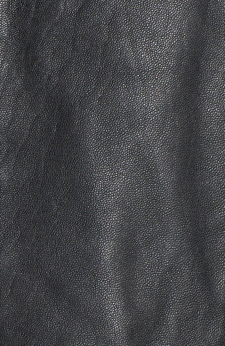 Topshop 'Birthday' Leather Biker Jacket, Alternate, color, 