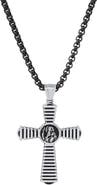 STEELTIME Men's Two-Tone Black Ion-Plated Cross Pendant Necklace