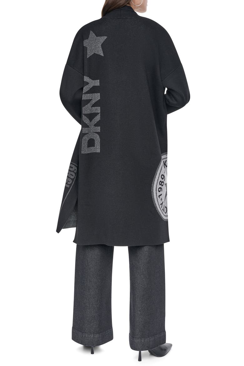 Metallic Oversize Open Front Cardigan, Alternate, color, BLACK