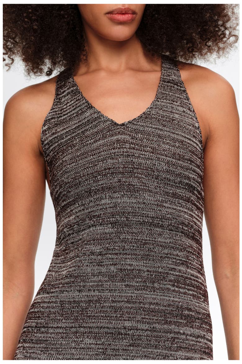 Two-Material Knit Dress, Alternate, color, BROWN
