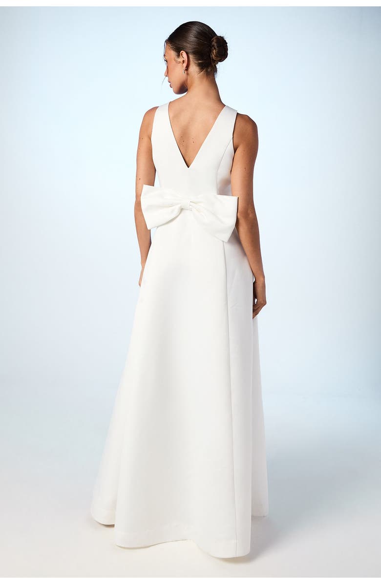 Coast Satin Plunge Maxi Wedding Dress, Alternate, color, Ivory