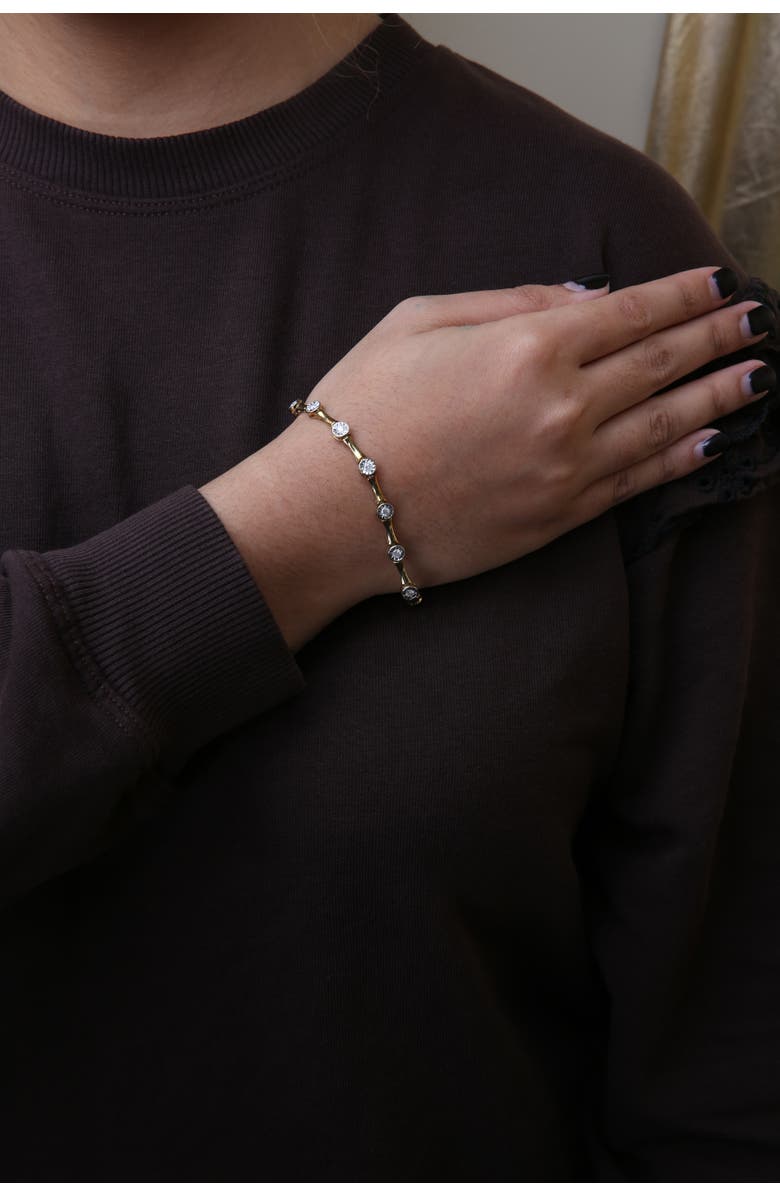 Haus of Brilliance 10K Yellow Gold Plated Silver 1.0 Cttw Diamond Bezel Style Station Link Bracelet, Alternate, color, Yellow