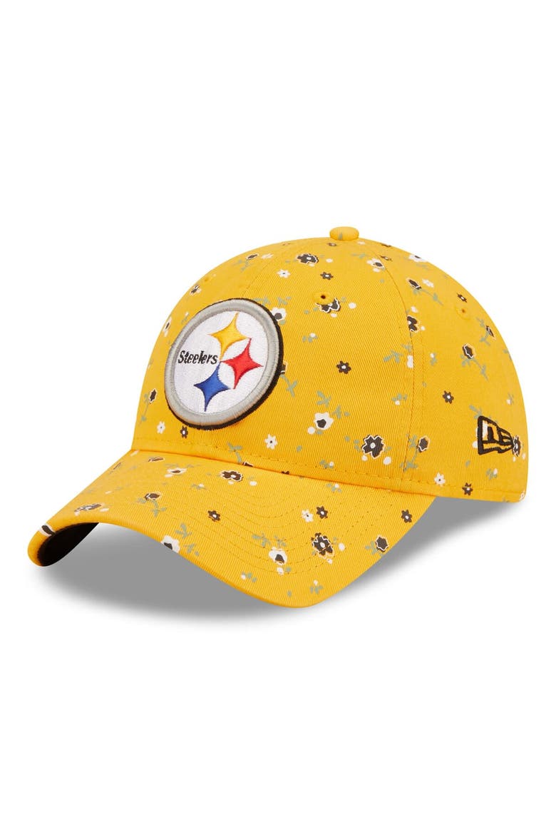 Women's New Era Gold Pittsburgh Steelers  Floral 9TWENTY Adjustable Hat, Main, color, Gold