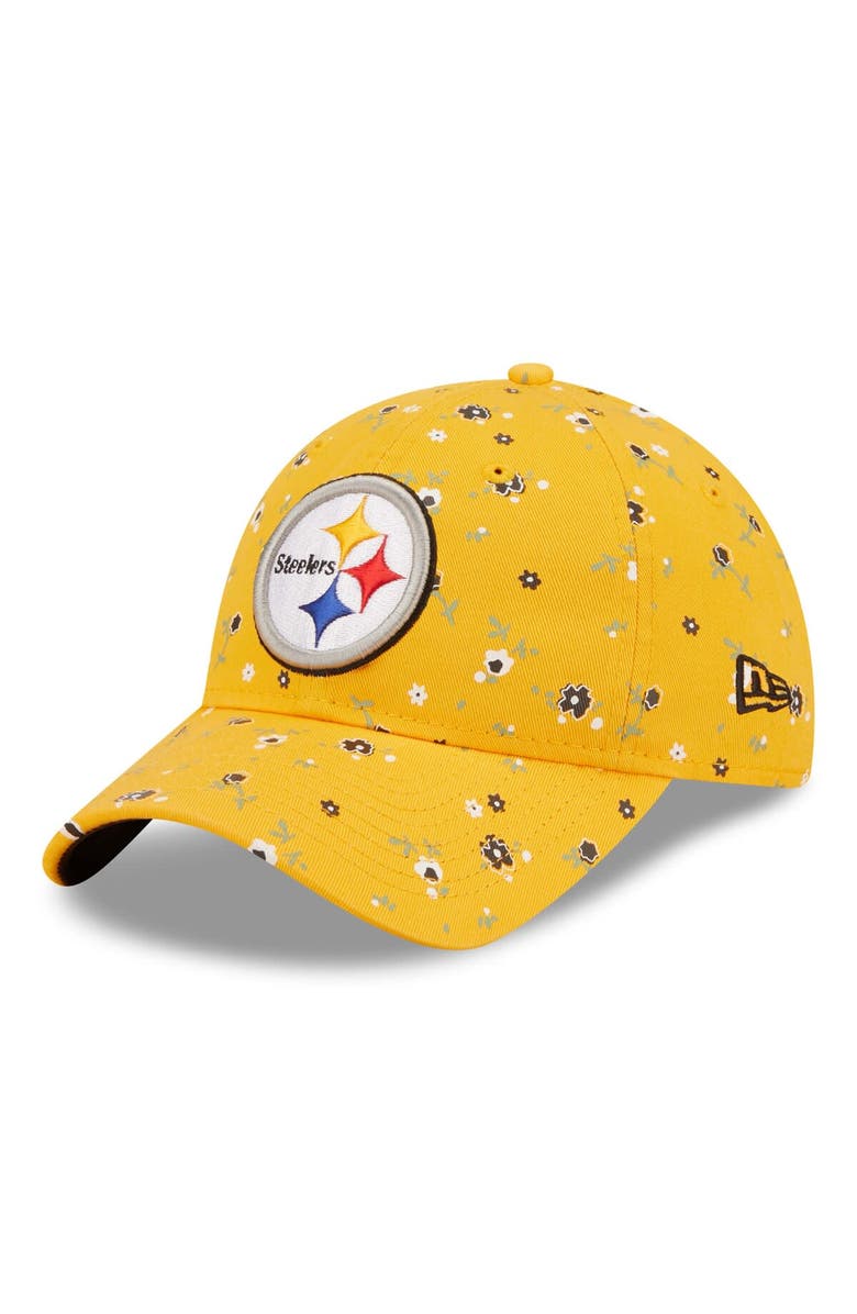 New Era Women's New Era Gold Pittsburgh Steelers  Floral 9TWENTY Adjustable Hat, Main, color, 