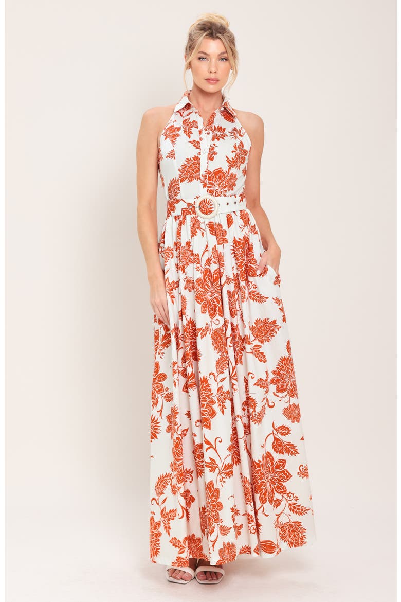 Belted Maxi Shirtdress, Alternate, color, IVORY RUST