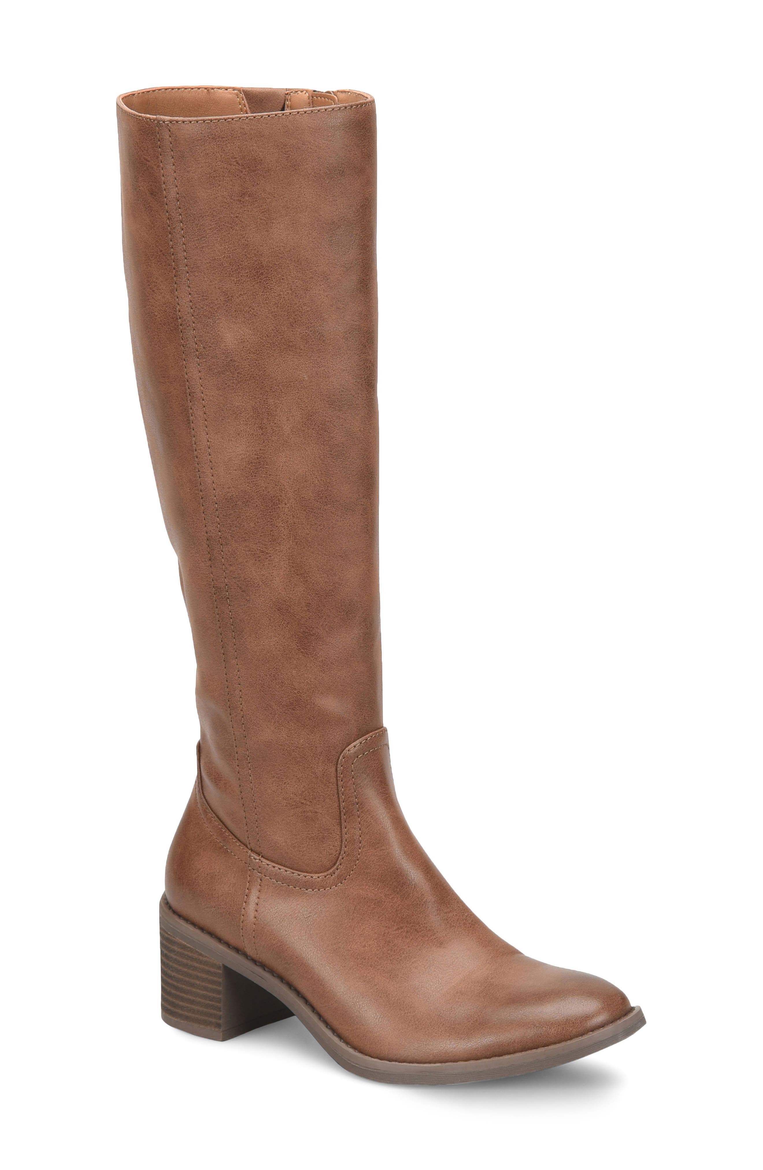 Heidi Knee High Faux Leather Boot, Main, color, BROWN