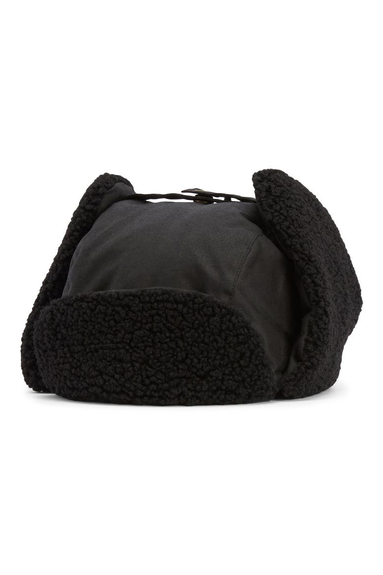 Morar Waxed Cotton Trapper Hat, Main, color, BLACK