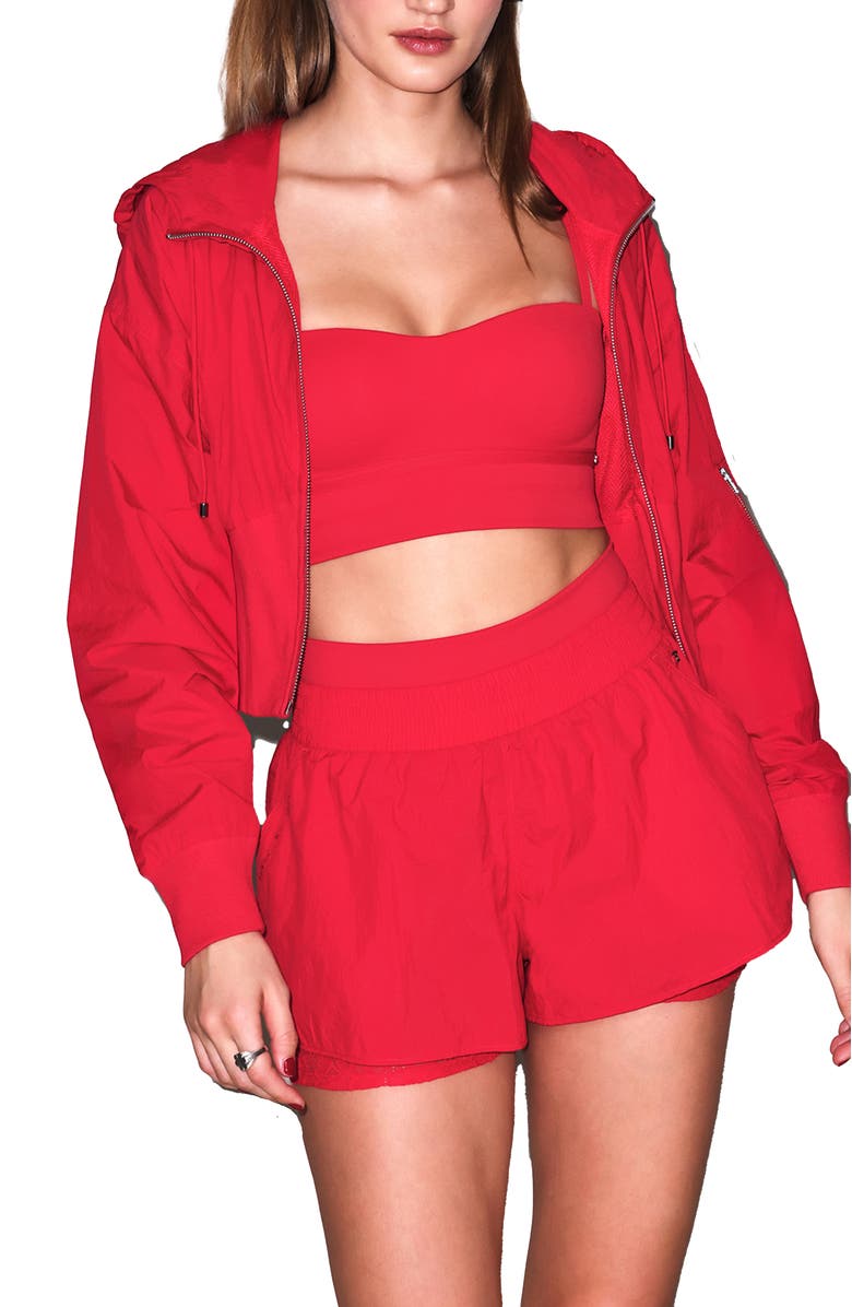 Fleur Du Mal Warm Up Lace Short, Main, color, Raspberry Jam